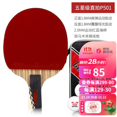 p501五星/1支装/短柄直拍+送10个球