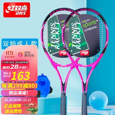 【2710魅力紫】两支装网球拍+回弹训练礼包
