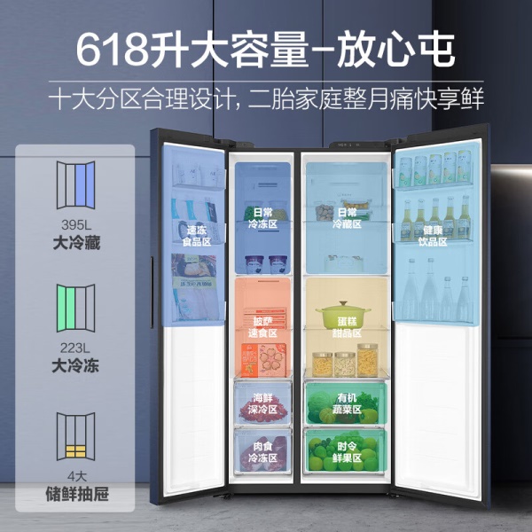 海尔（Haier）618升星蕴系列一级能效变频对...