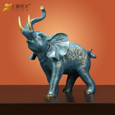 大号富贵吉祥招财象(蓝金色)