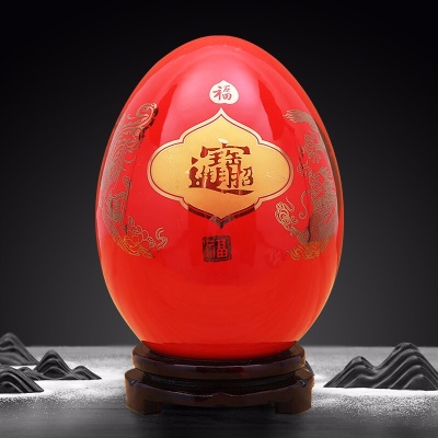 大号描金宝字福气蛋（配木质旋转底座）