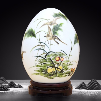 鹭鹭高升福气蛋（配木质旋转底座）