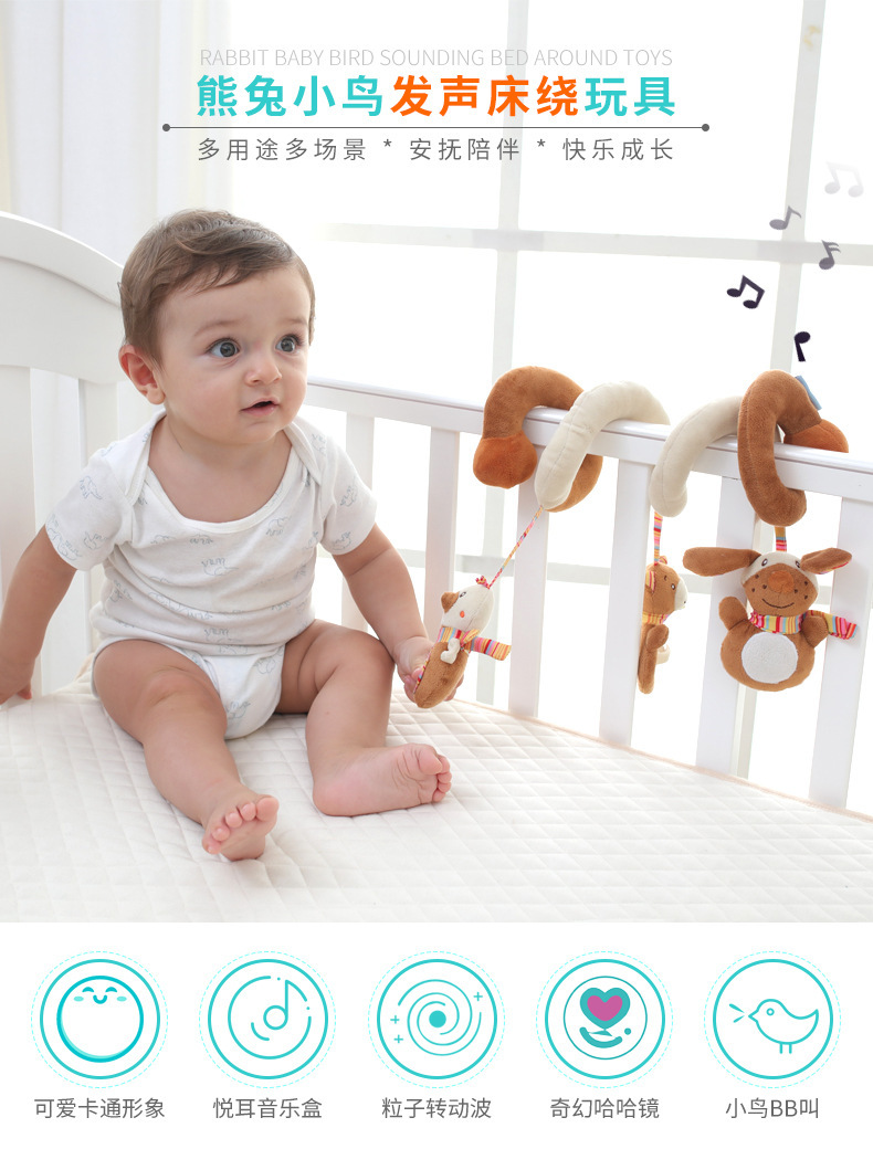 商品详情图_高品质熊兔鸟床绕音乐发声床铃玩具婴儿毛绒床挂车挂