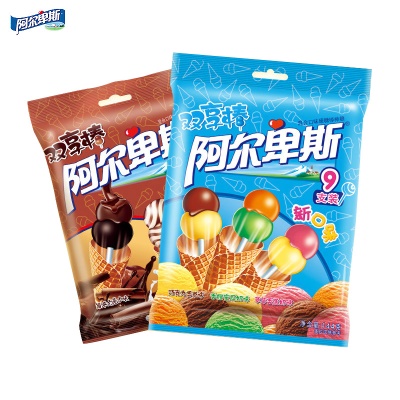 阿尔卑斯棒棒糖9支双享棒棒糖双层儿童糖果零食散装...