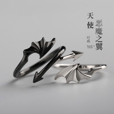 s925银复古情侣戒指简约个性恶之花恶魔之戒日韩... 