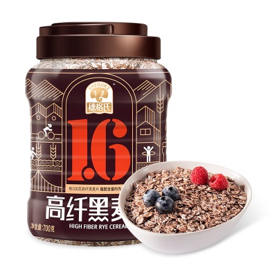 【低脂饱腹】高纤黑麦片700g