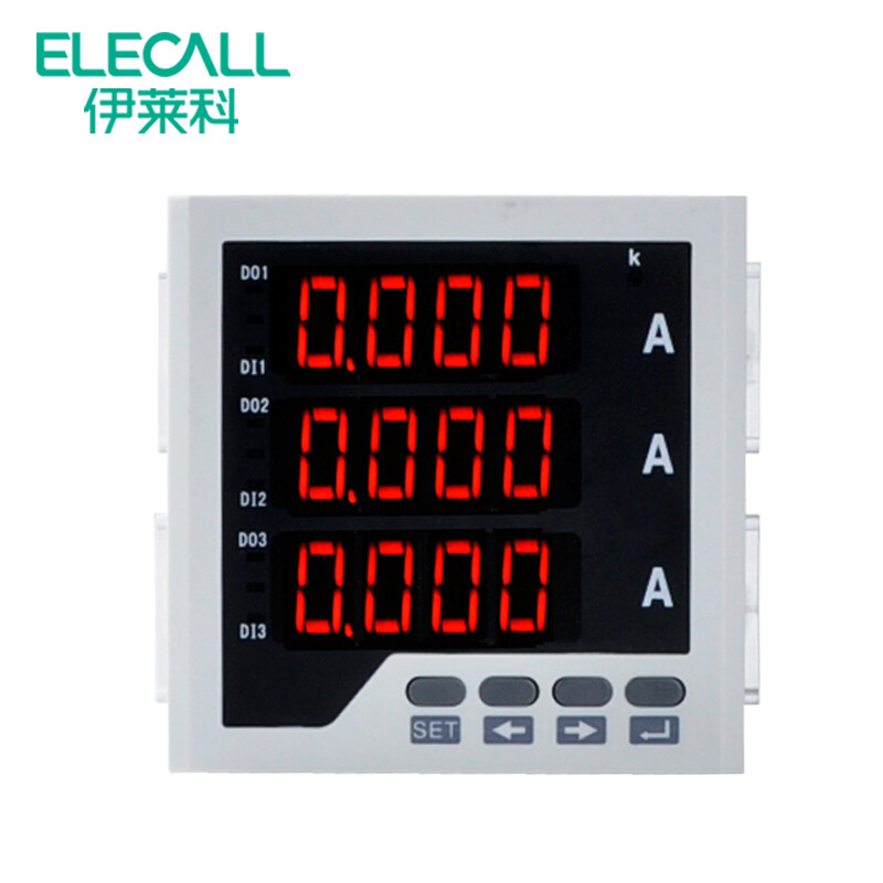 伊莱科（ELECALL） 三相数显电流表 交流电流表 数字智能电表 96*96 ELE-3AA33