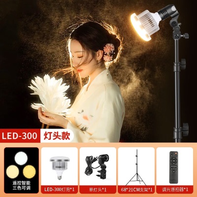 柔光款|LED300W三色遥控调光+单灯+2M灯架