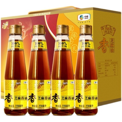 福临门压榨芝麻香油礼盒220ml*4