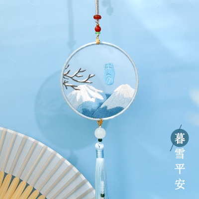 藕色 暮雪平安-送绣绷+礼盒（非成品）