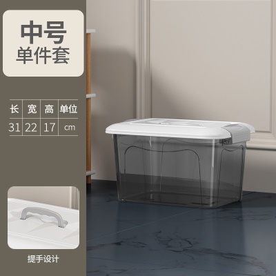 中号收纳箱（透明冷灰）