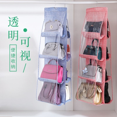 家用门后带衣架多功能悬挂式收纳袋防尘网纱透明多层... 