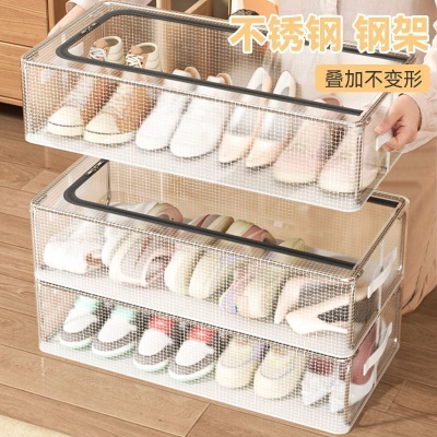 透明鞋子收纳盒大容量加厚防尘家用床底储物神器免安... 